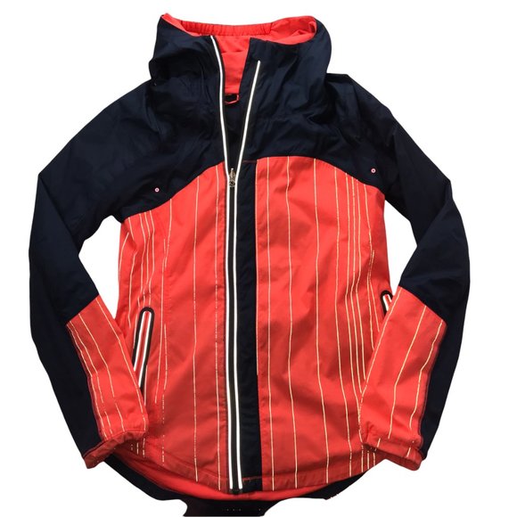 LULULEMON Jacket Full Zip Orange Blue Reflective Stripe Run Women's Small RARE